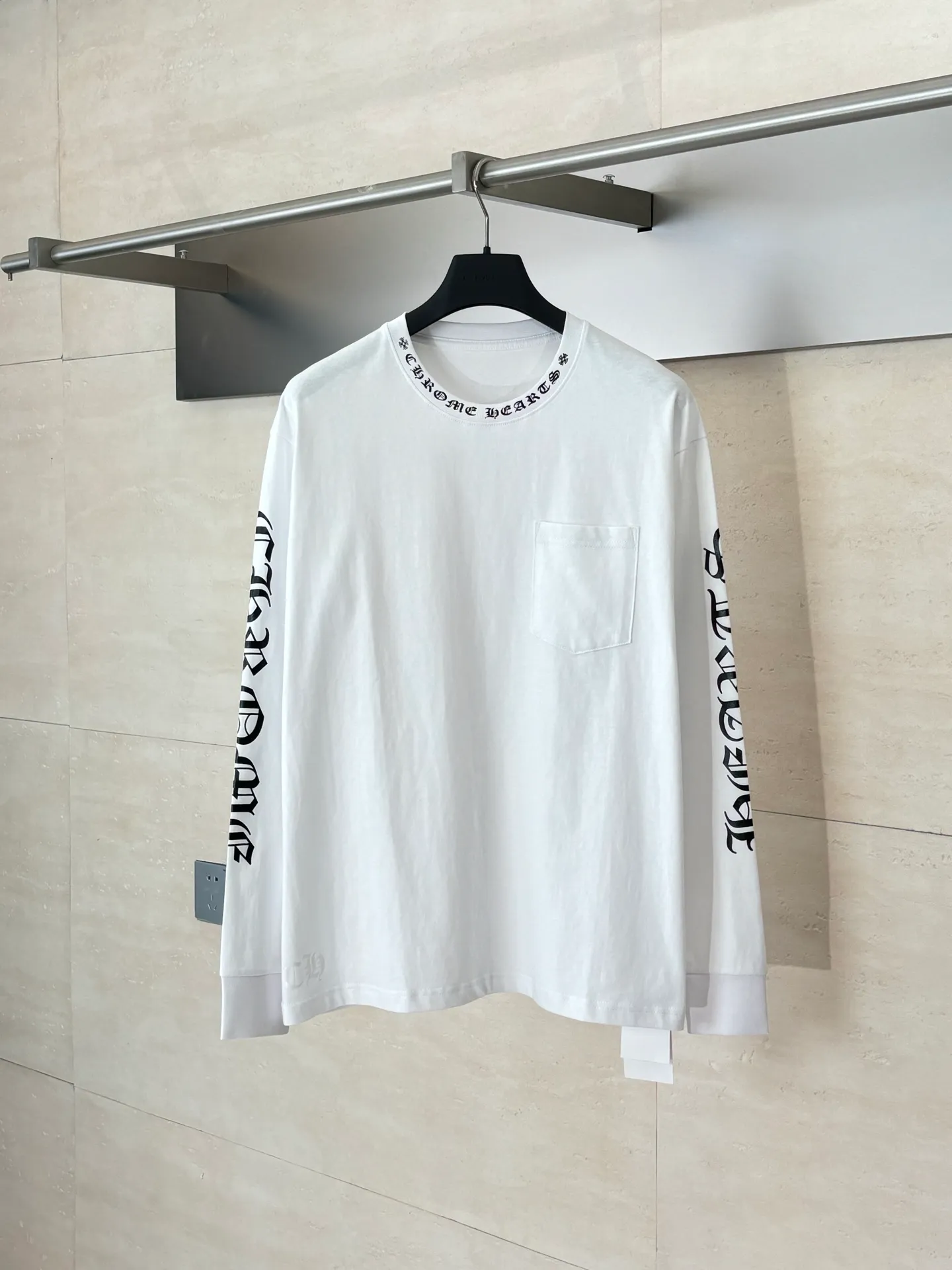 🅿️340 Chrome Heart*/Chrome Heart Sanskrit collar letter printed long-sleeved T-shirt Size: S/M/L